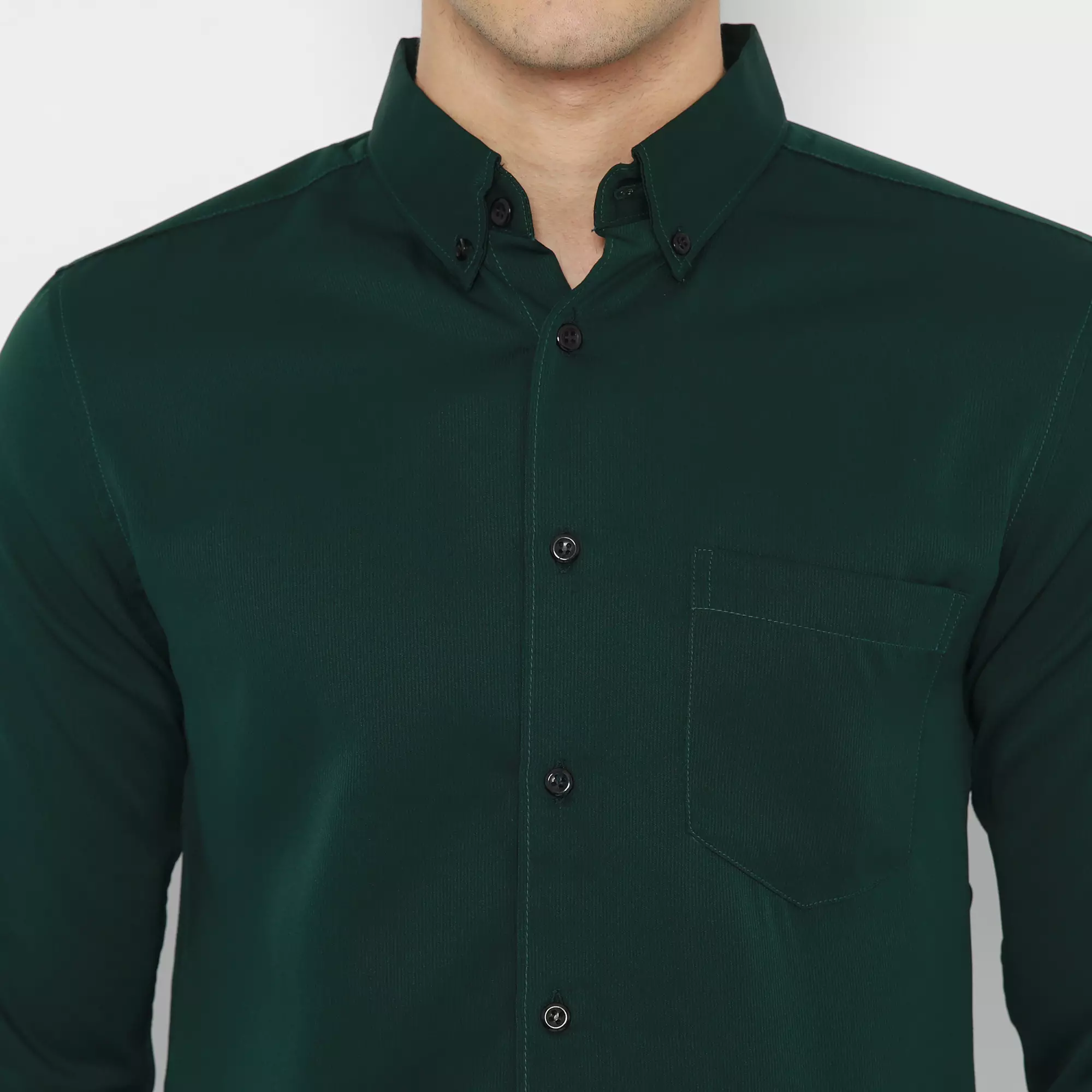 Platini Kemeja Pria Polos Lengan Panjang Polinosic Hijau Tua 66234