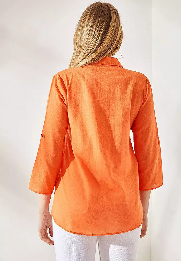 Sleeve Folded Linen Shirt