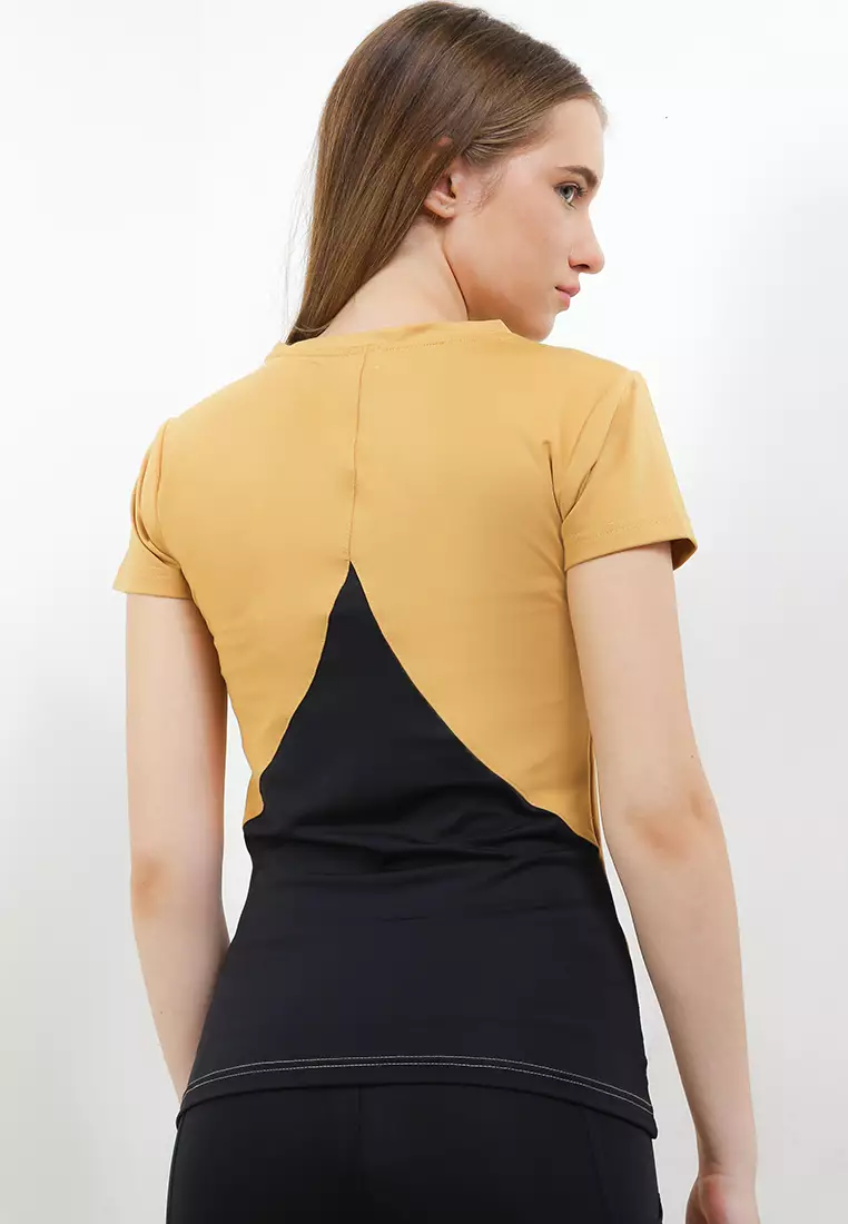 Atasan Baju Olahraga Ladies Sport Short Sleeve Activewear  Vneck For Yoga, Pilates, Senam, Gym