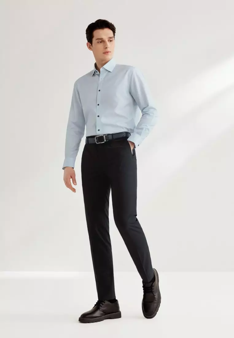Non-Iron Dry Stretch Smart Fit Diamond Semi Solid Shirt