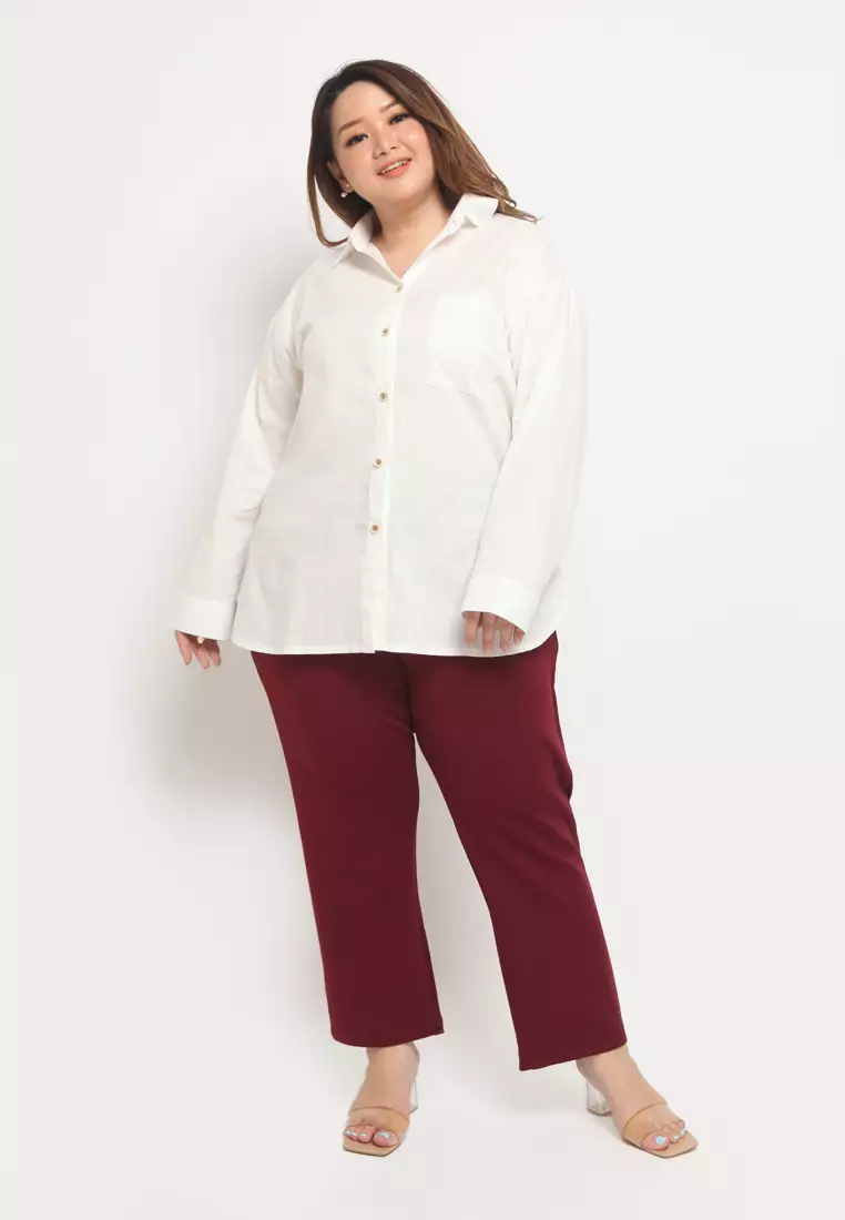 Plus Size Pants Regular Fit Anais Maroon