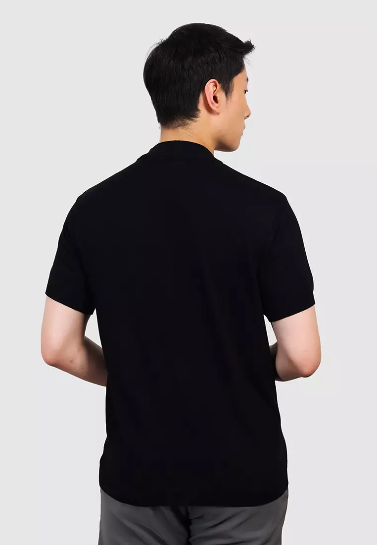 MANZONE X Hermanto Tanoko - Kaos Knit Lengan Pendek Pria Nobel 02 - Black Colour Black