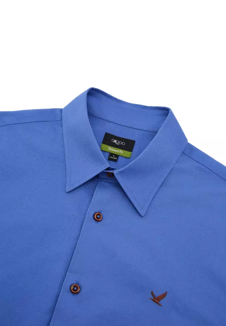 G2000 Wrinkle Free Cotton Oxford Relax Fit Long Sleeve Casual Shirt With Logo