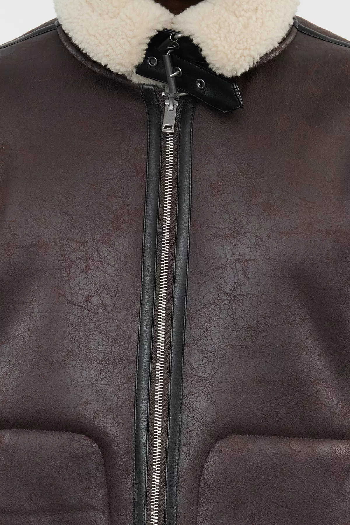 Men's Dark Brown Regular Fit Winter Coat With Fur Inside Tmnaw25Mo00013