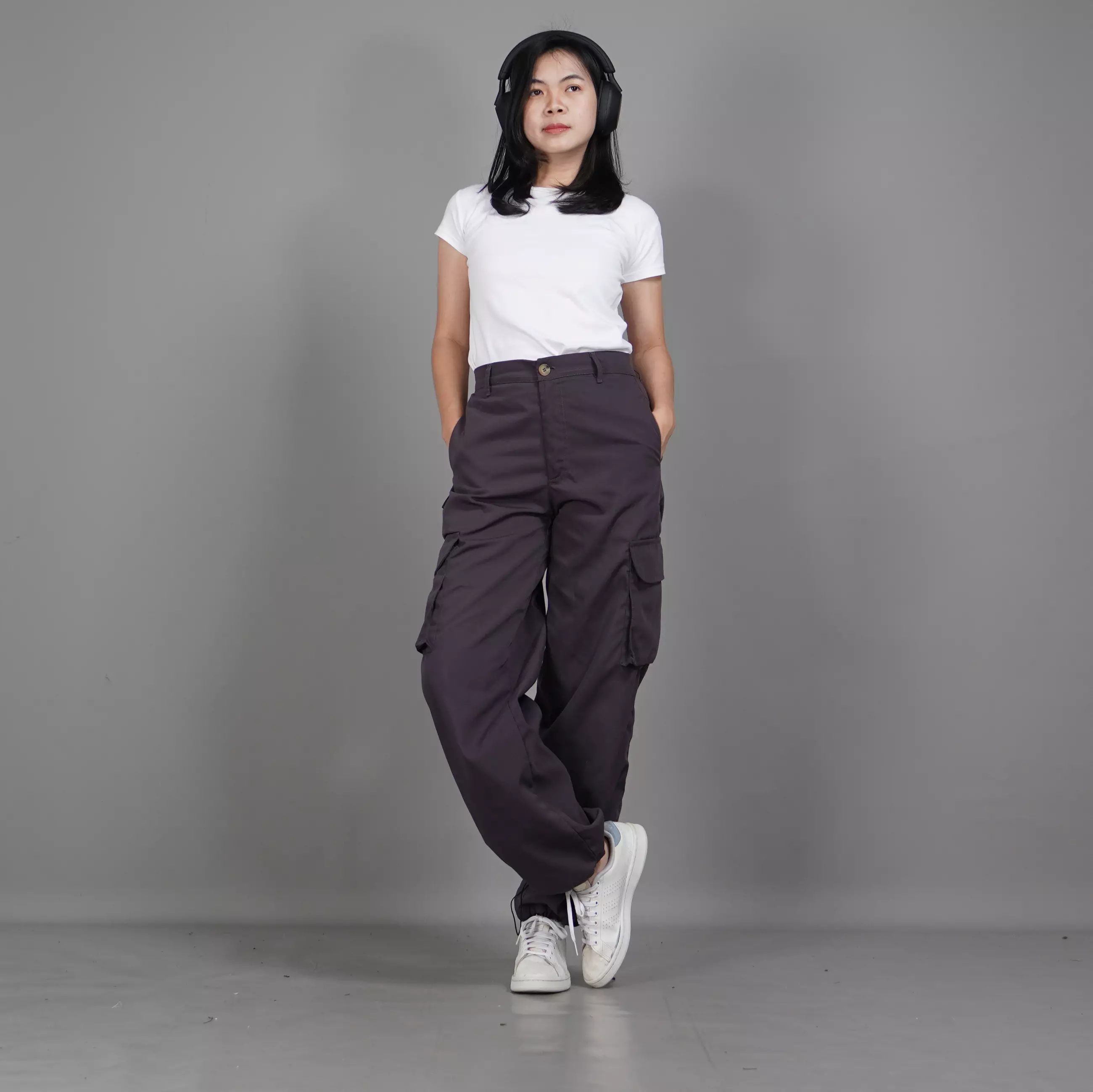  REGINA Celana Cargo Wanita Loose Pants Celana Kargo Loose Fit - ABU