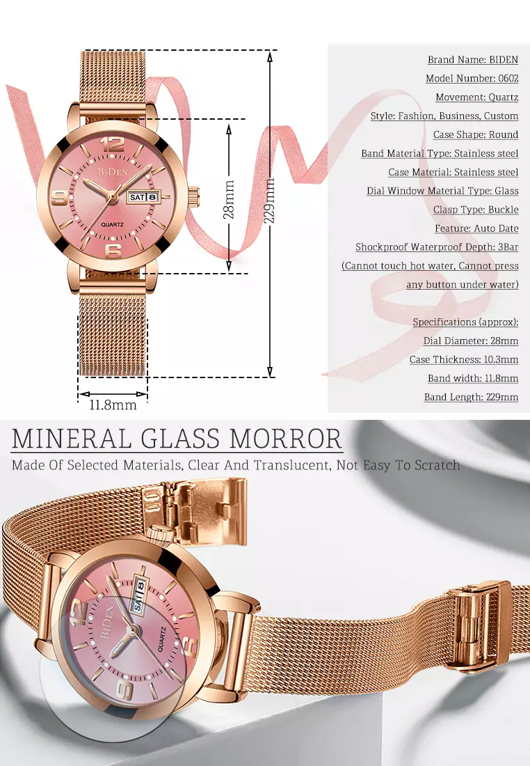 jam tangan wanita 3ATM Anti Air fashion bisnis Kuarsa jam tangan cewek Tali jala