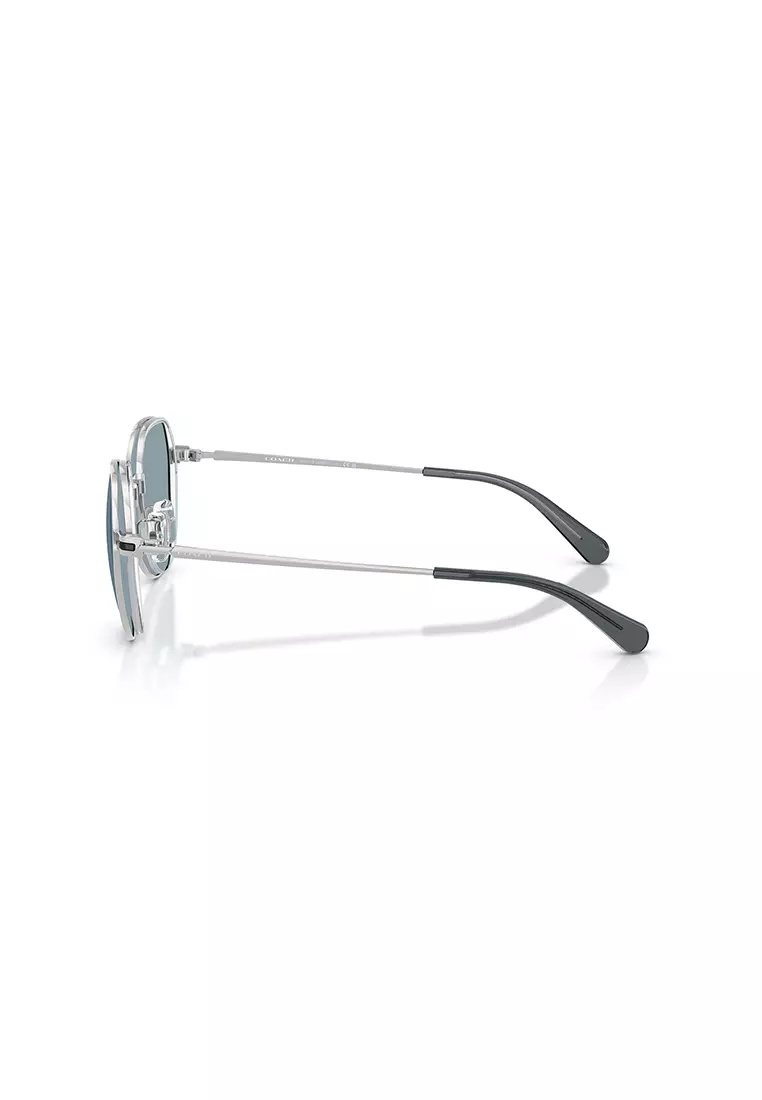 Men's Irregular Frame Shiny Silver Metal Clip On Sunglasses - HC7179
