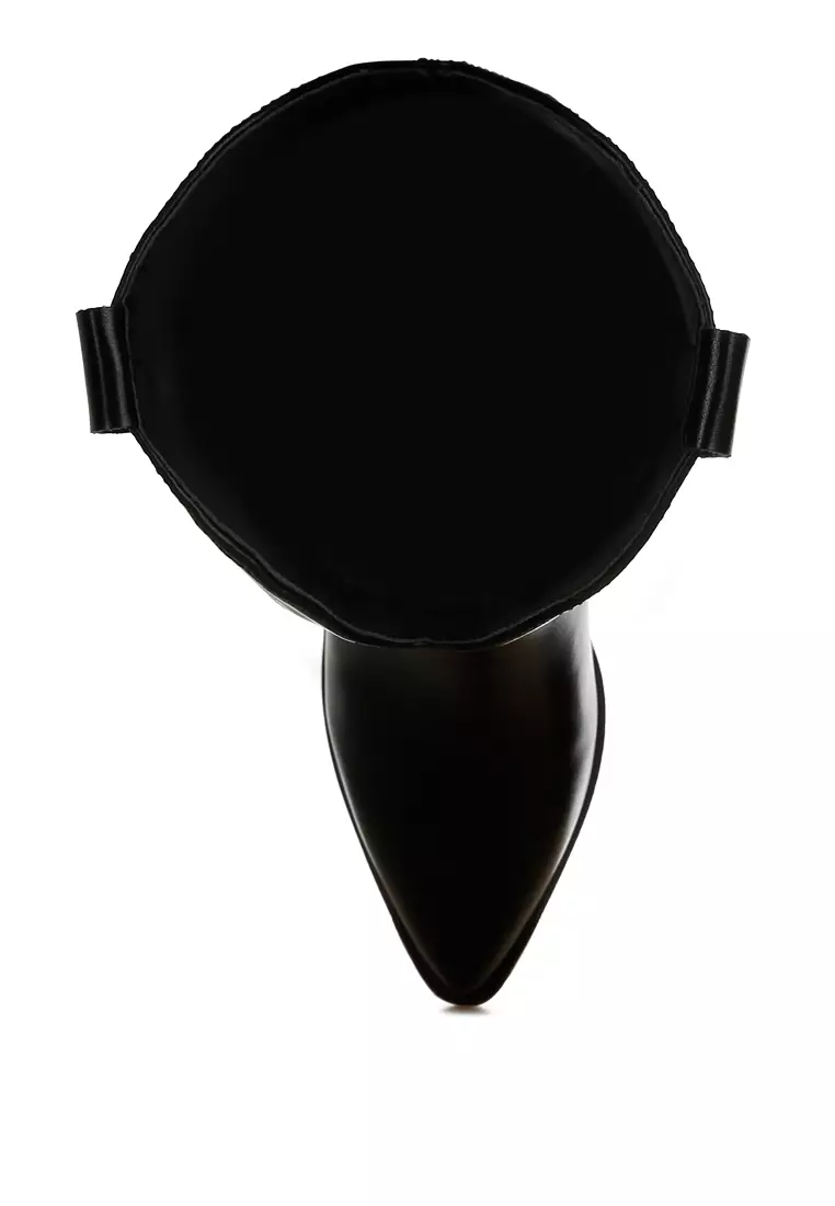 黑色飛翼拼布牛仔靴