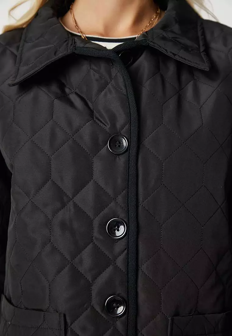 Shirt Collar Quilted Jacket