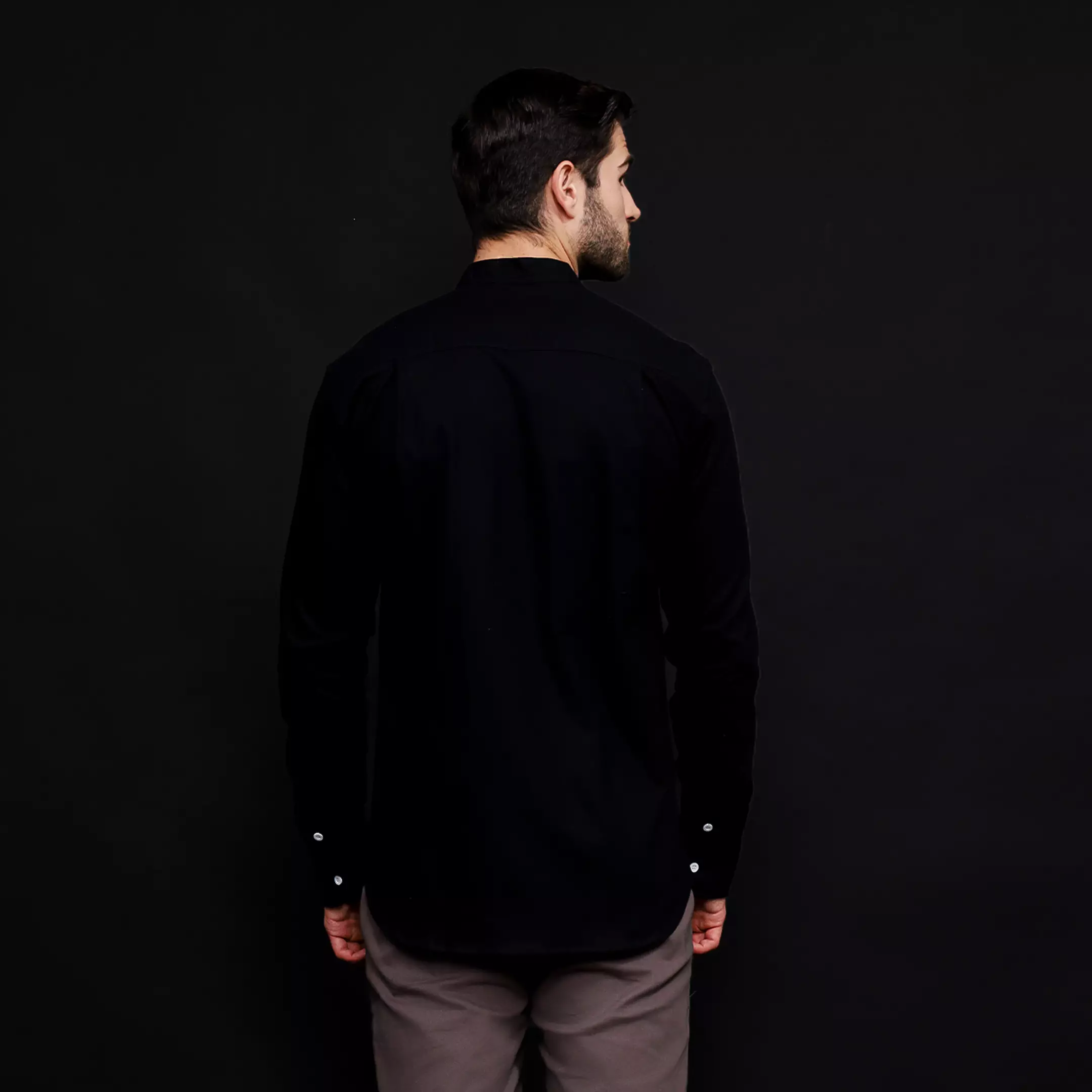 Kemeja Flanel Pria Panjang Polos Black