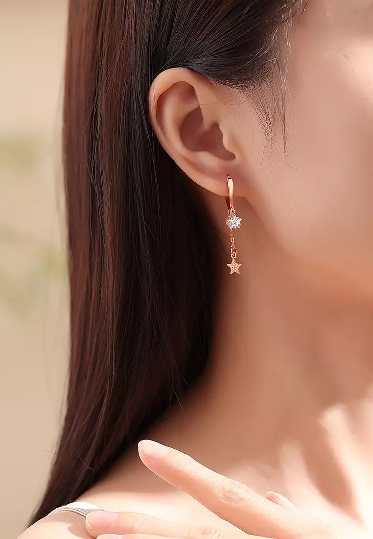 Anting Wanita Berlian Dilapisi Platinum Original Star Style Fashion Korea Anting Giwang Tusuk Cewek