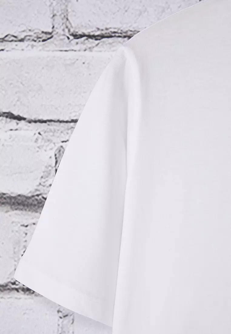 White Regular Fit Crop Plus Size T-Shirt Tbbss25Bf00061