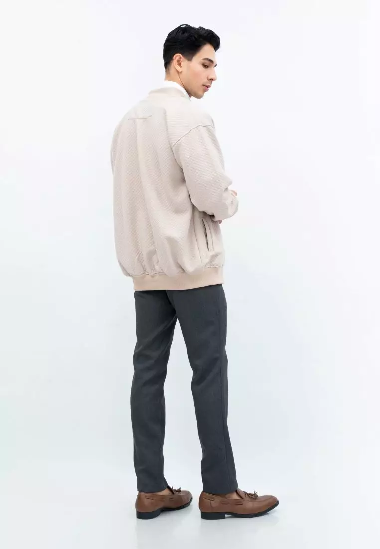 Houseofcuff Jaket Katun Outer Bomber Smart Casual Krem