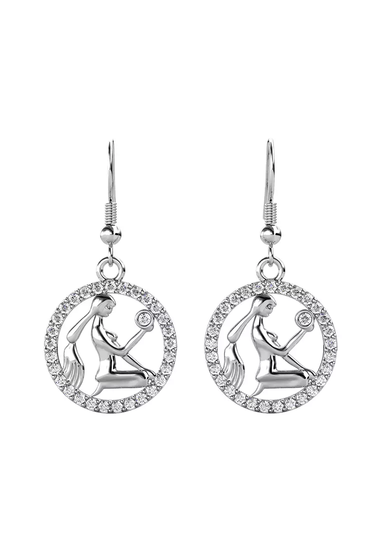 Horoscope Circlet Hook Earring VIRGO WG  - Anting Crystal Swarovski by Her Jewellery