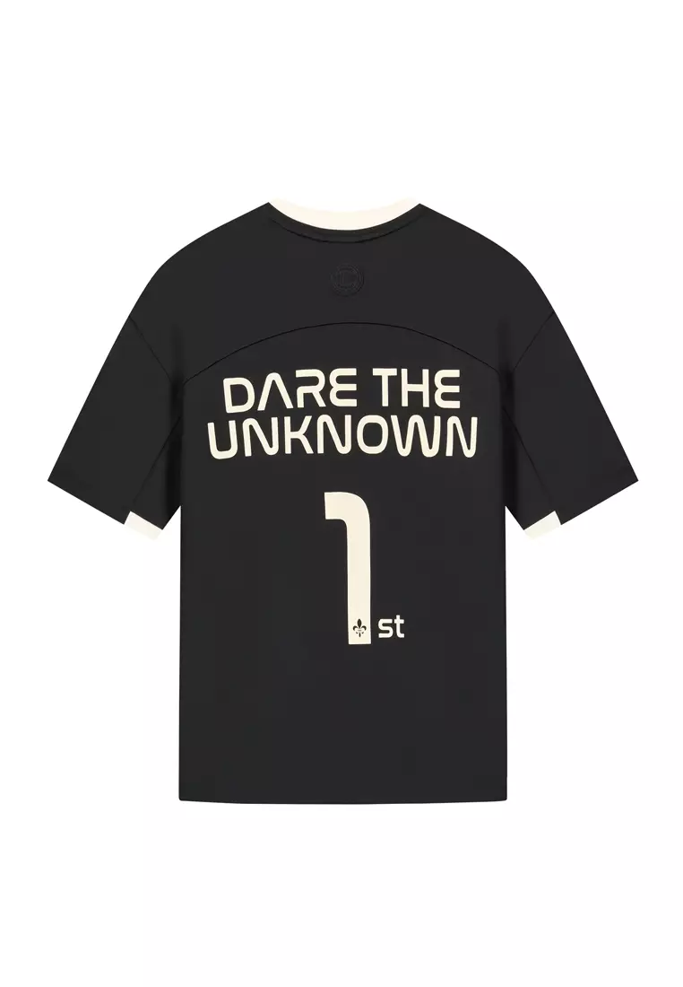 男裝 LOGO 復古寬鬆落肩拼色T裇