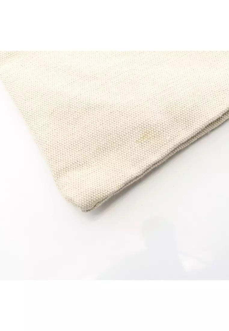 Pre-Loved Jil Sander Shoulder bag tote bag logo print canvas leather light beige black