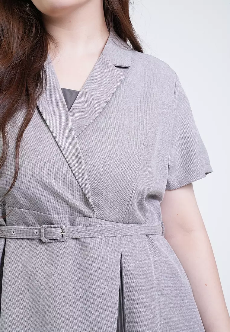 Milly Plus Size Anna Pleated Belted Wrap Sheath Dress
