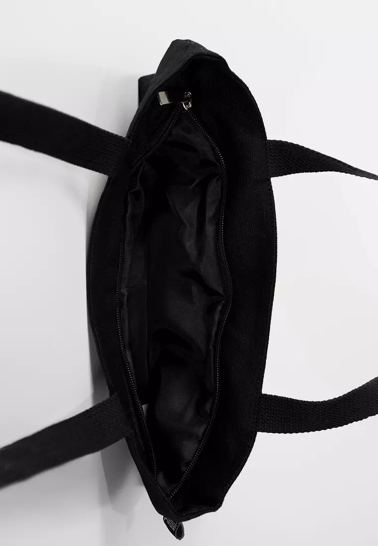 Tote Bag Tas Wanita Bahan Kanvas Penutup Resleting Anna Polkadot