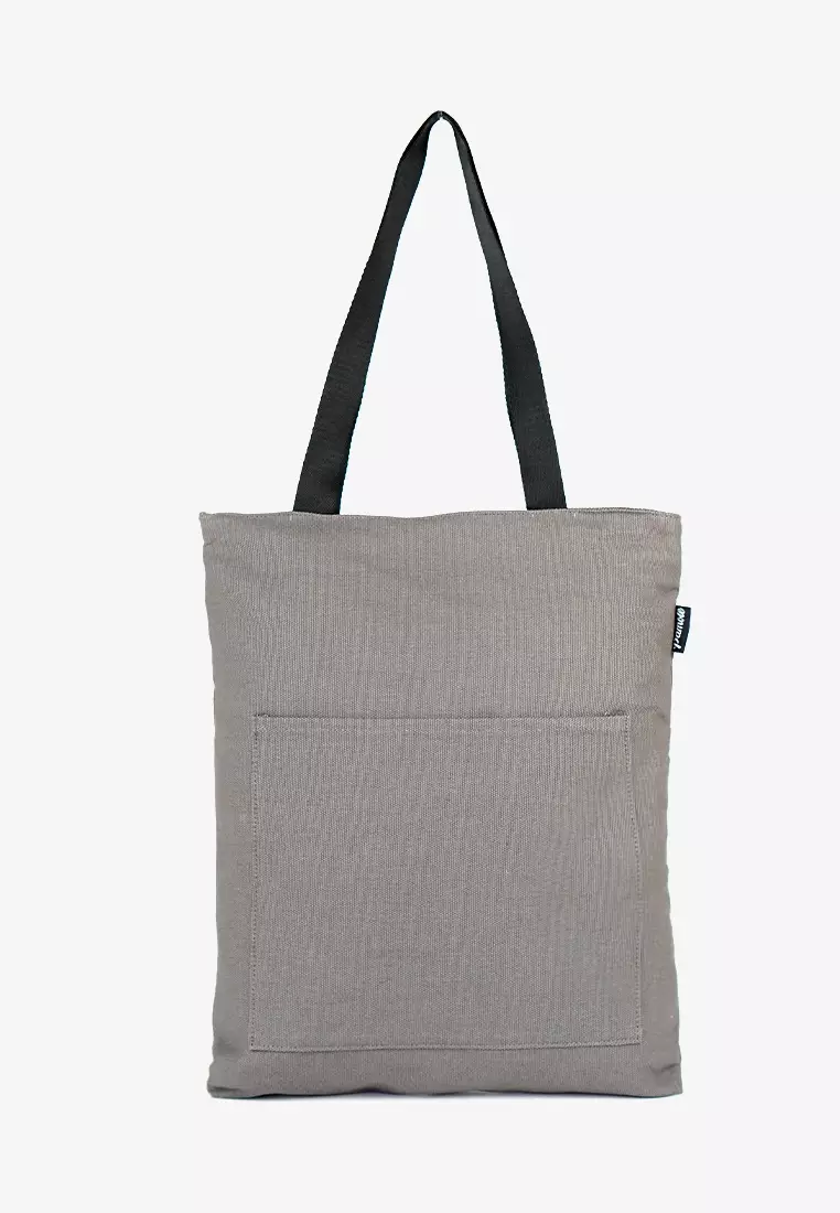 Tote Bag Bahan Kanvas Penutup Resleting Carry Series Abu