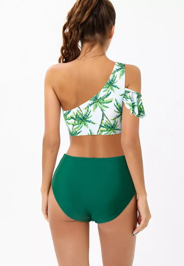 European women's two piece swimsuit green