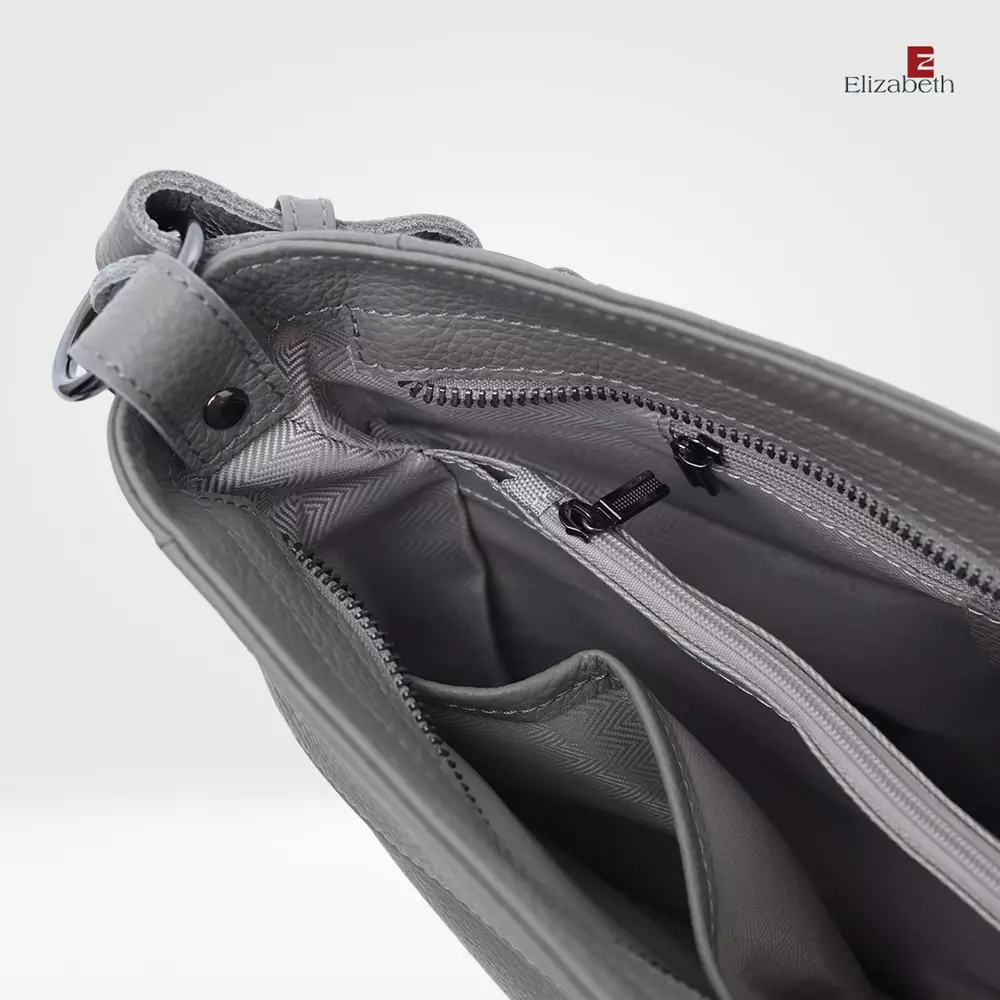 Tas Elizabeth Genuine Leather Shoulder Bag 0720-0462 Grey