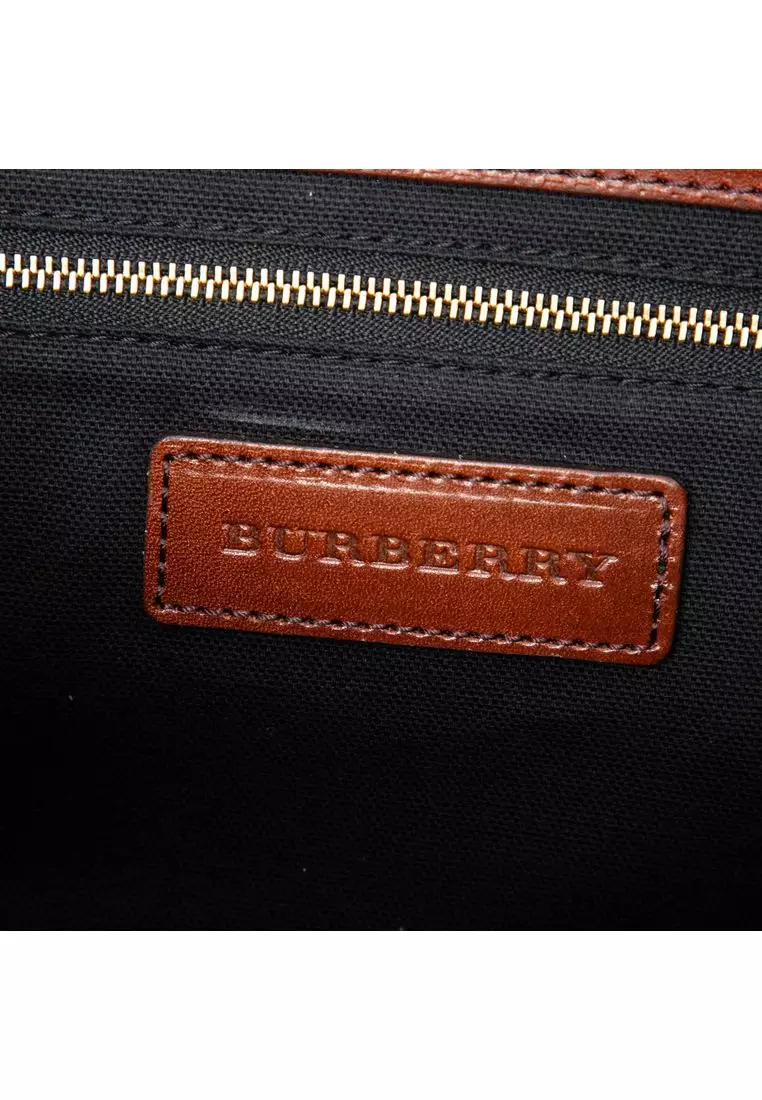 Pre-Loved Burberry Leather And House Check Canvas Bridle Abbott Crossbody
