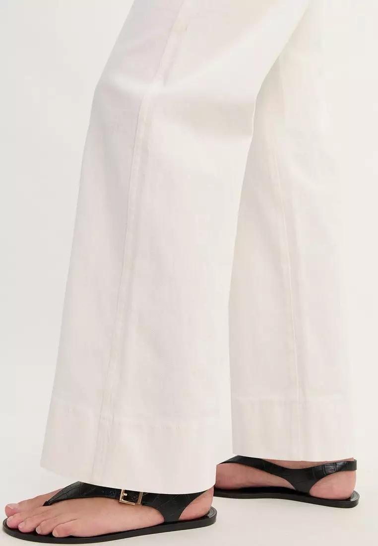 High Waist Straight Leg Denim Pants - White