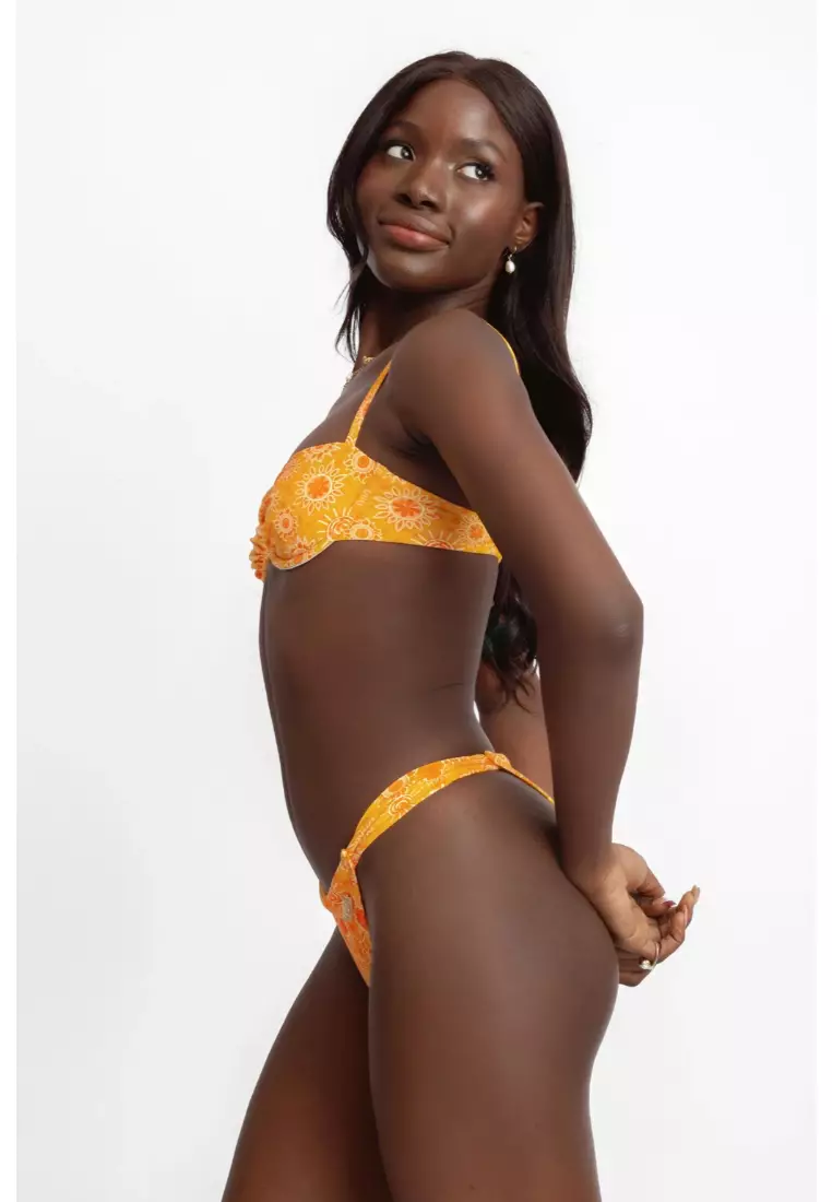 Giana Ruched Cheeky Bikini Bottoms / Mimosa