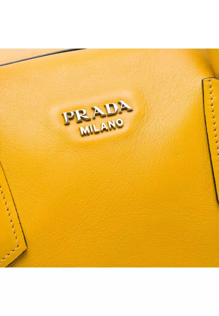 Pre-Loved Prada City Calf Leather Buckle Tote