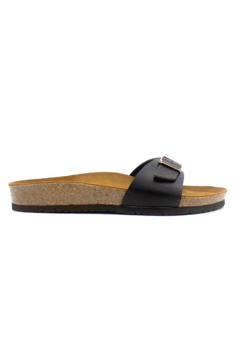 Lyon - Black Leather Sandals & Flip Flops