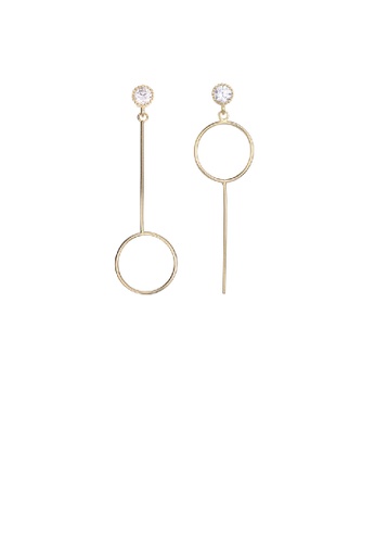 Glamorousky white 925 Sterling Silver Plated Gold Simple Fashion Hollow Geometric Circle Tassel Earrings with Cubic Zirconia D555BACF08AA1FGS_1