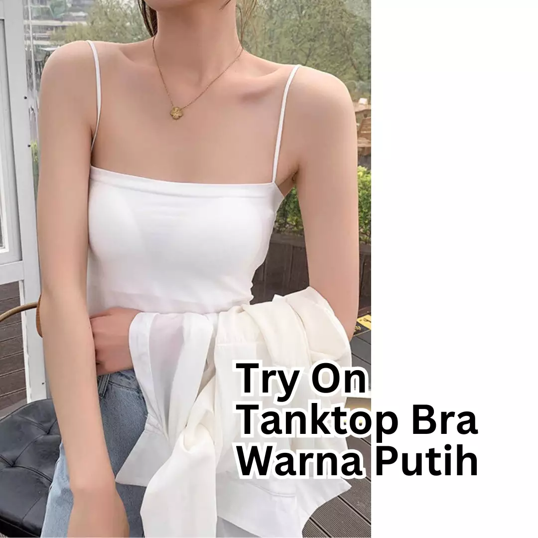 Wakakids Tanktop Bra With Cup Wanita Basic Square Tali Spaghetti Polos Tanpa Kawat 4503 Venrc Putih