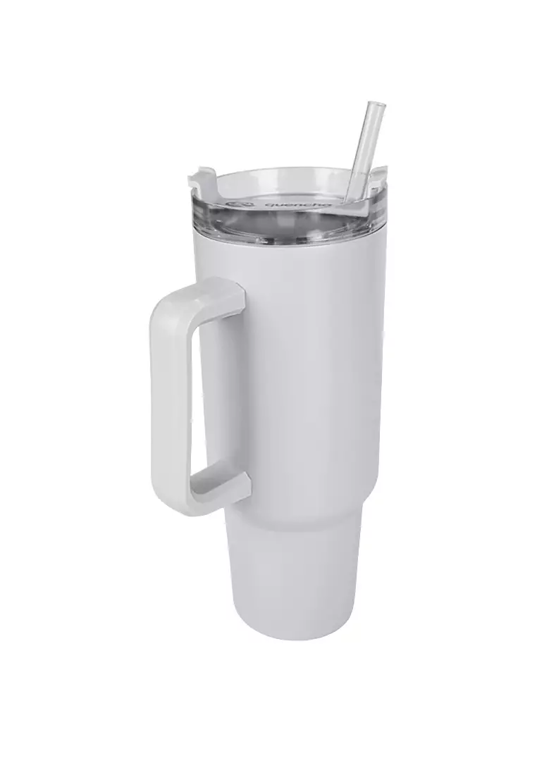 37oz Stainless Steel Straw Lid Insulated Mug Tumbler 1100ml Double Wall 24Hr Cold BPA-Free - Snow