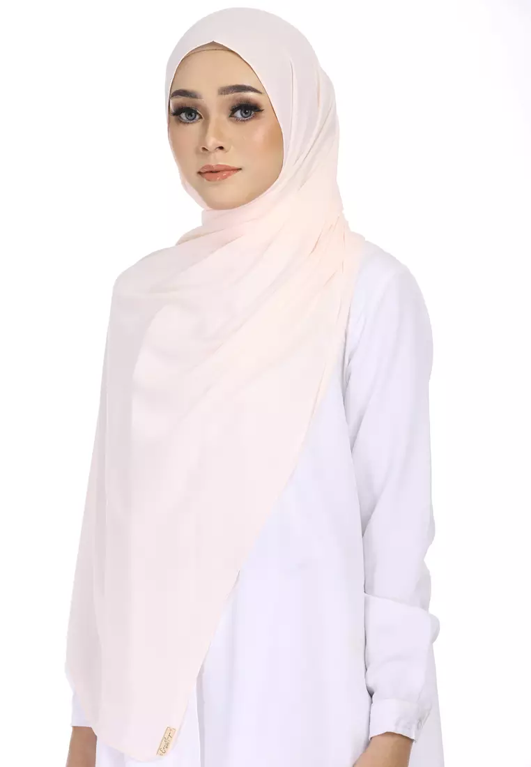 Rania Premium Heavy Chiffon Basic Wide Shawl in Rosewater Soft Pink