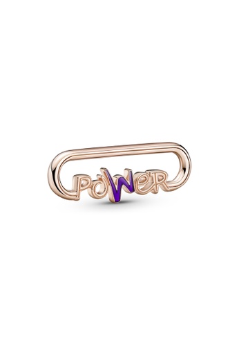 PANDORA purple Pandora ME 14K Rose Gold-Plated Styling Power Word Link CE9B3AC1F8CD5CGS_1