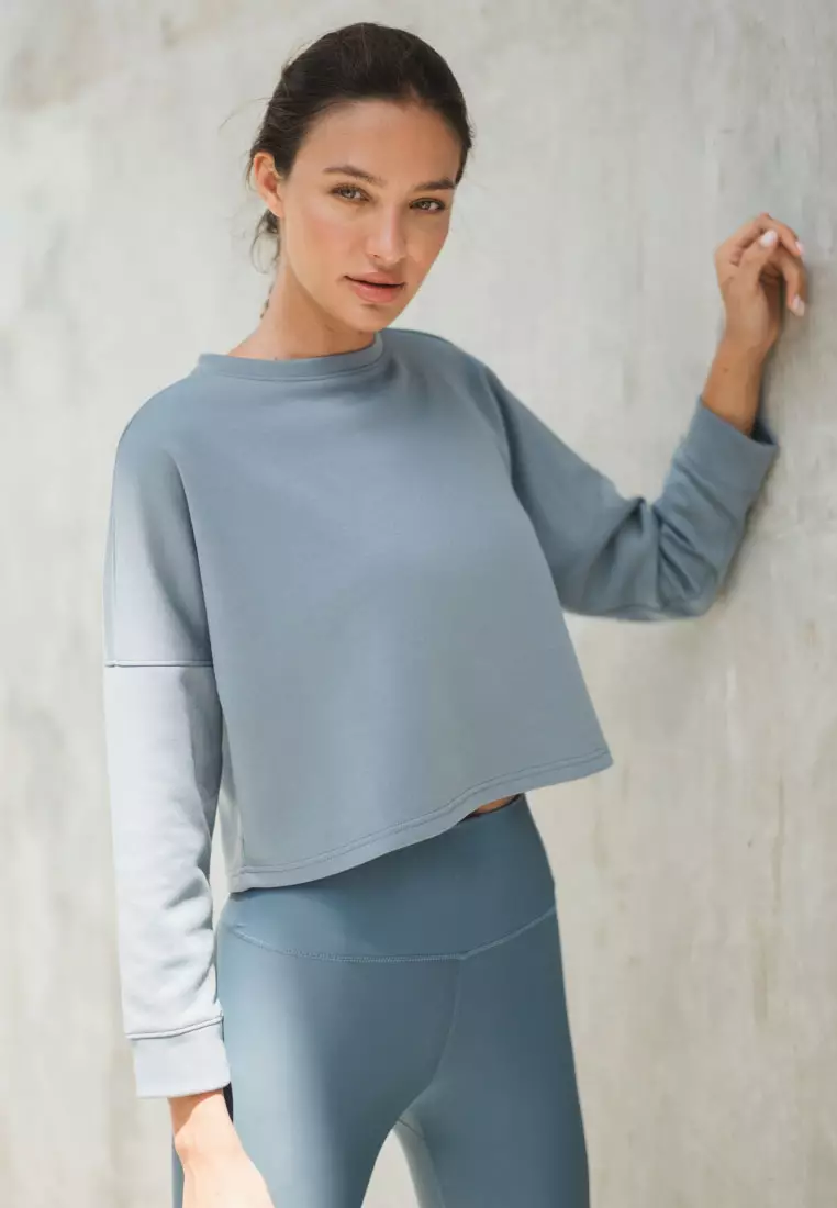Loraine Long Sleeve Crop Top - Storm Blue