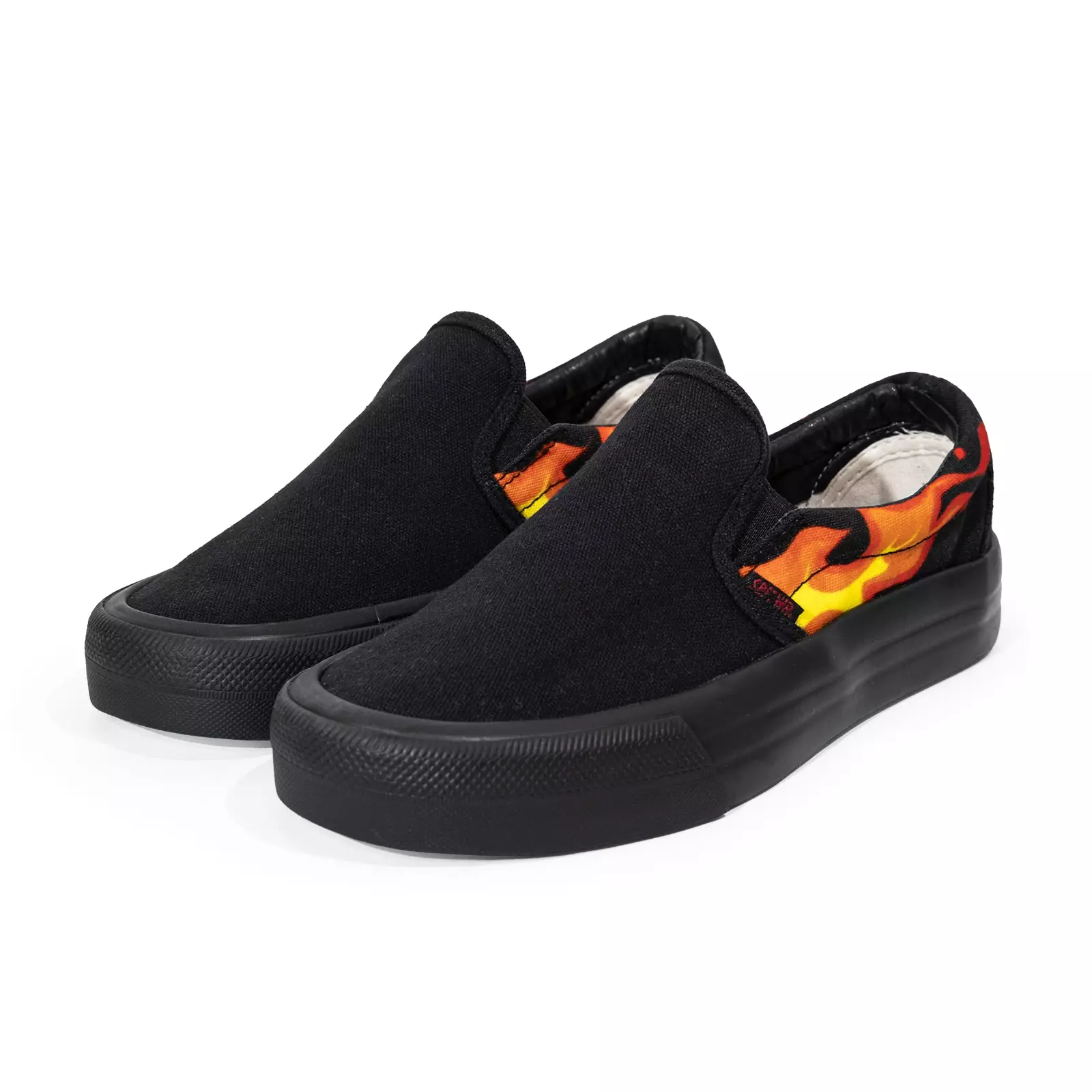 SABA Slip On Red Flame All Black - Sepatu Sneakers Casual Pria Wanita