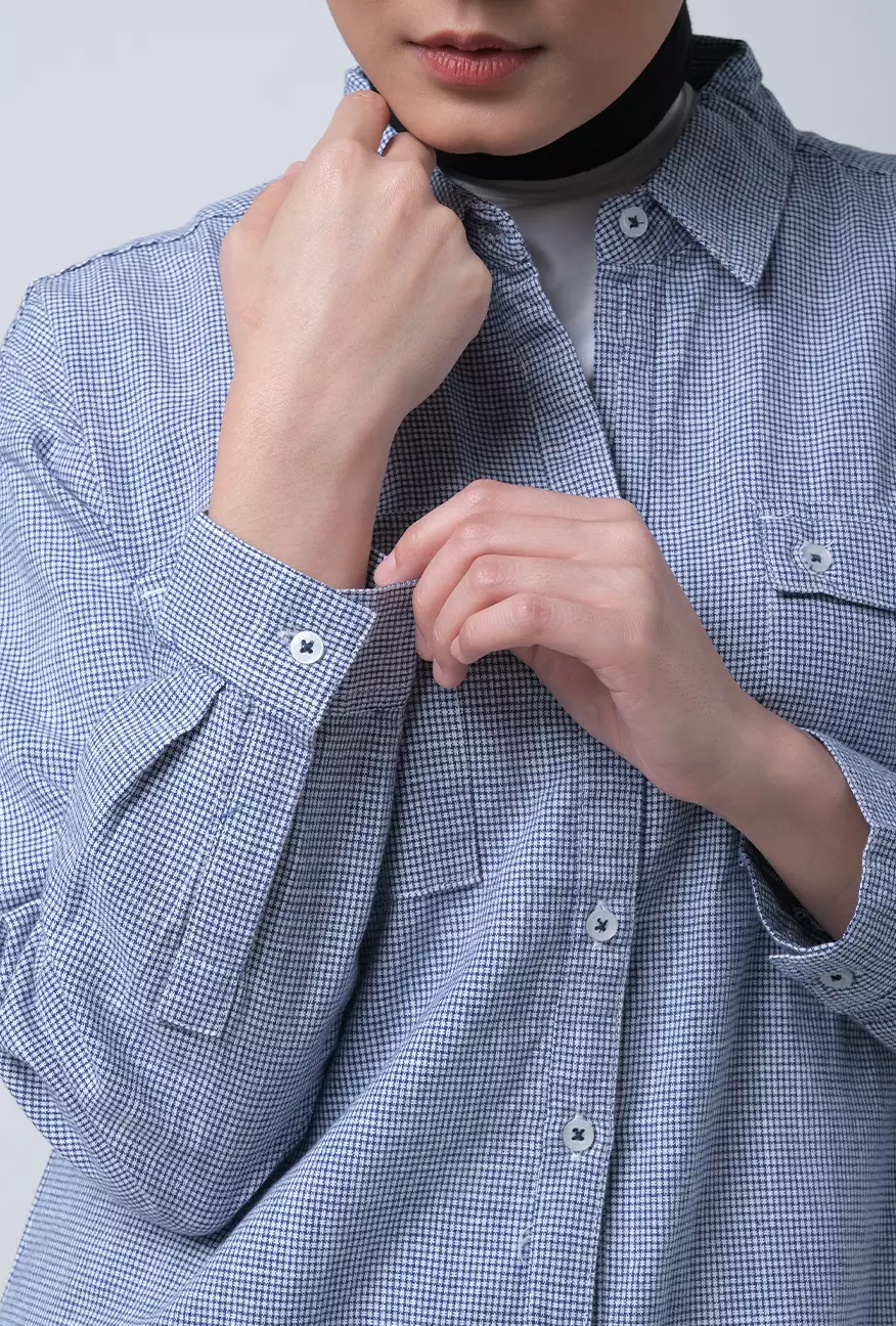 Kemeja Wanita Saverio Blue White