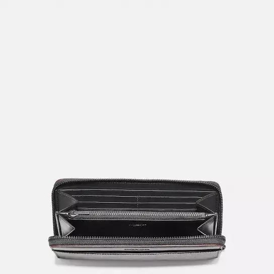 Coach Accordion Wallet F25517 With Signature Canvas In Black Oxblood