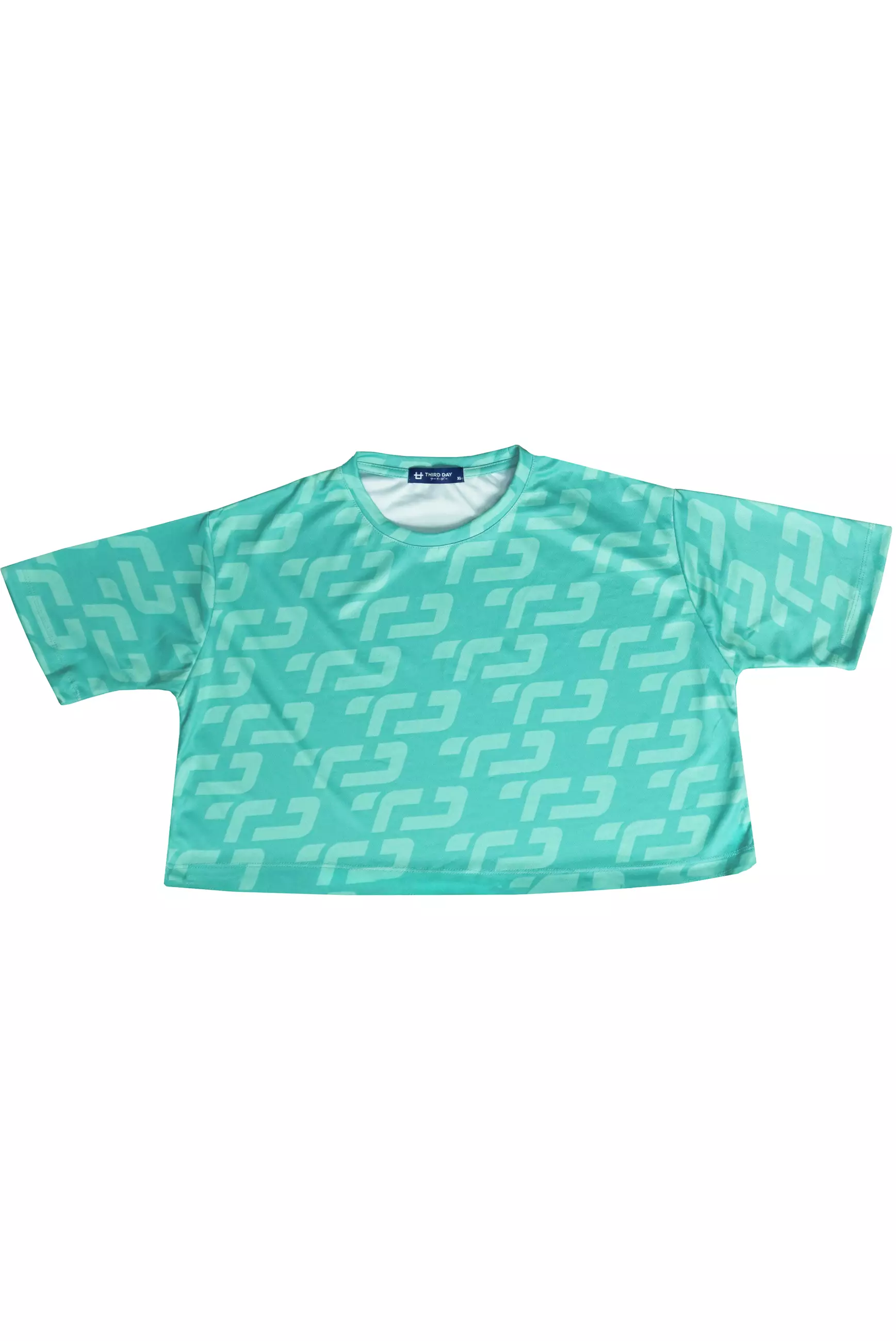 Td Active LSB16 baju crop zumba wanita quickdry fullprint hijau tosca