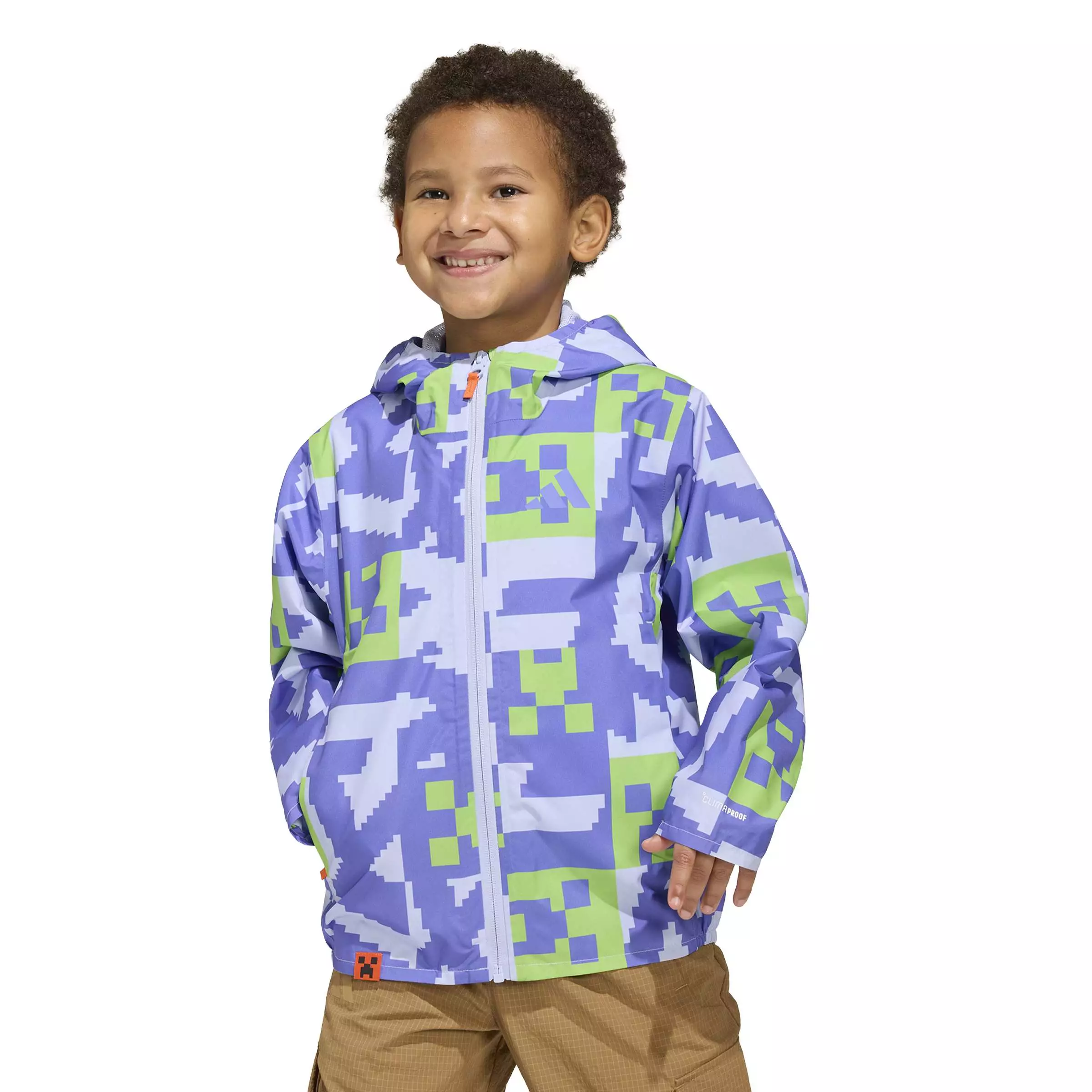 ADIDAS Minecraft Terrex 2 Layer Climaproof Rain Jacket KA0082 - Jas Hujan Anak (Ungu)