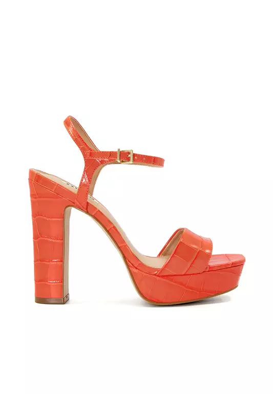 Matche Strappy Platform Heel Sandals Orange