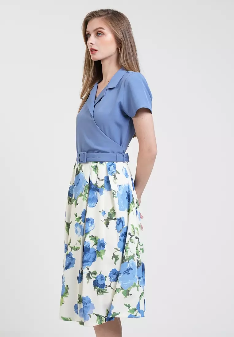 Stacey Floral Waist-Accent Dress
