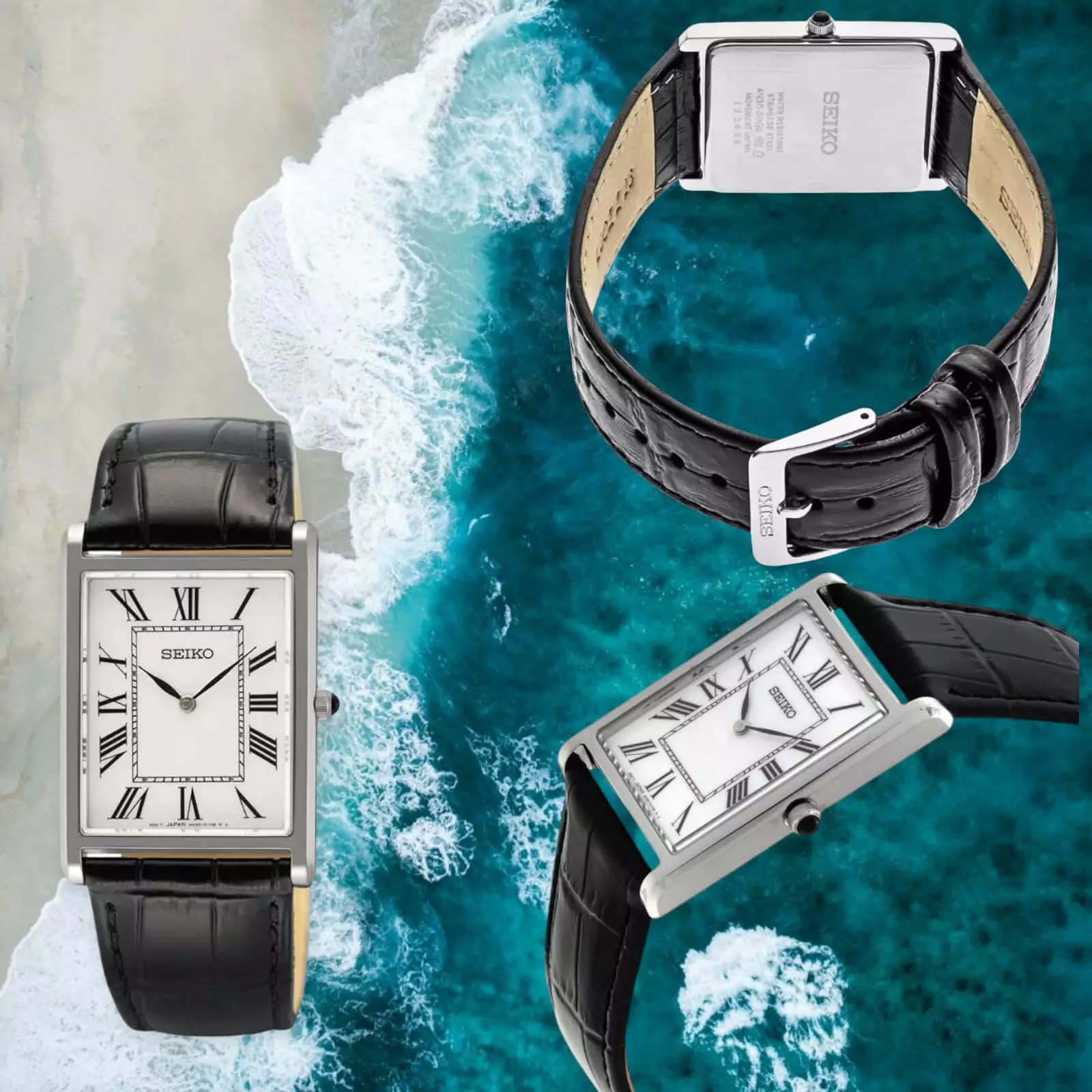 Seiko SWR103P1 Silver Kulit Hitam Cowok