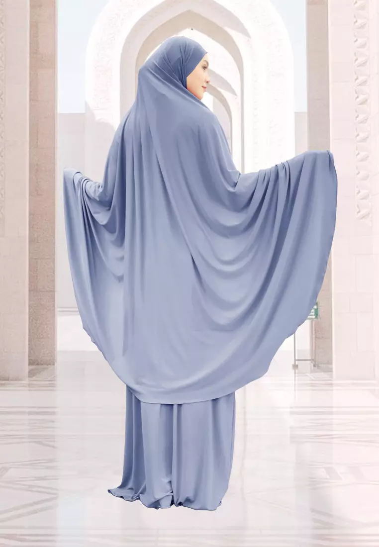 Zelena - Raudhia Prayer Set | Mukena French Khimar Set - Blue - Dewasa