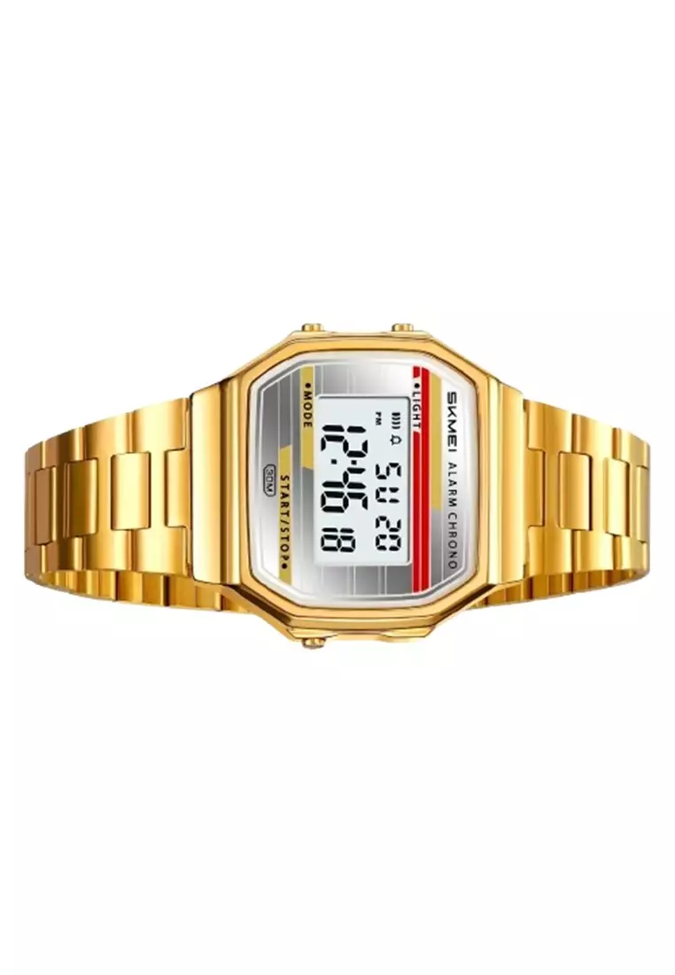 Jam Tangan Pria Digital 2514 Tali Stainless Tahan air - Gold