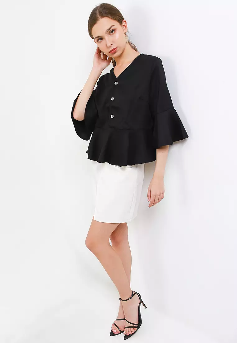 Ruffle Blouse with Crystal