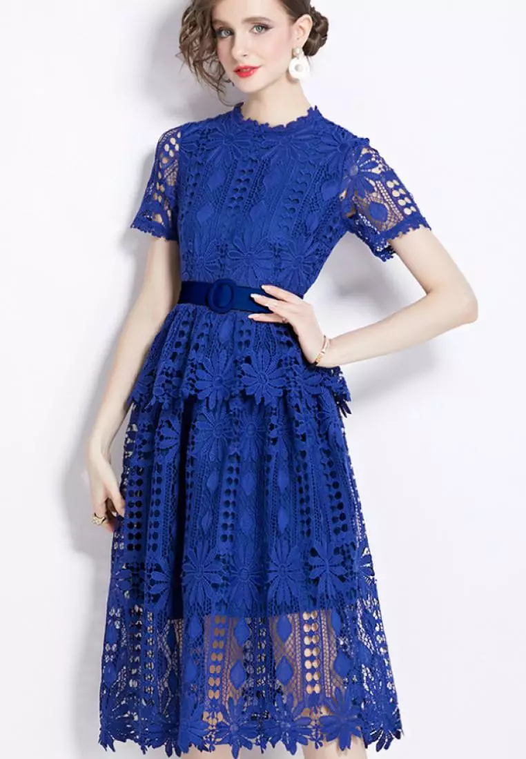 Jual Sunnydaysweety 2024 new style temperament lace retro dress ...