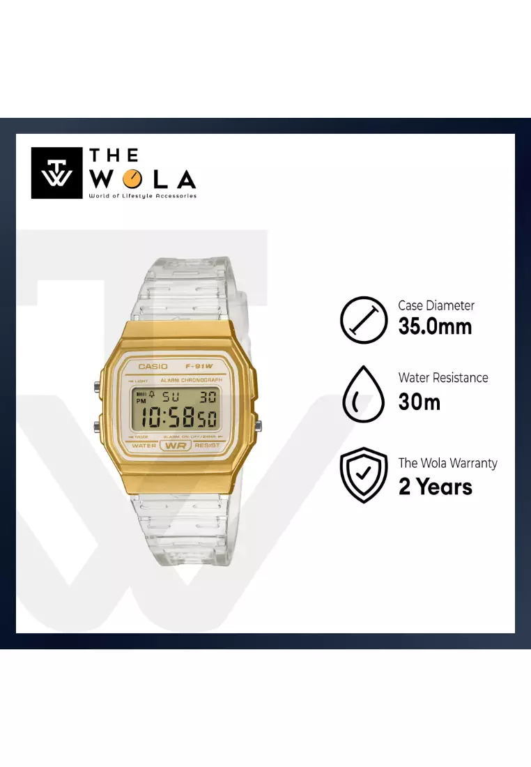 F-91WS-7A2 Women Digital Watch Transparent Resin Band