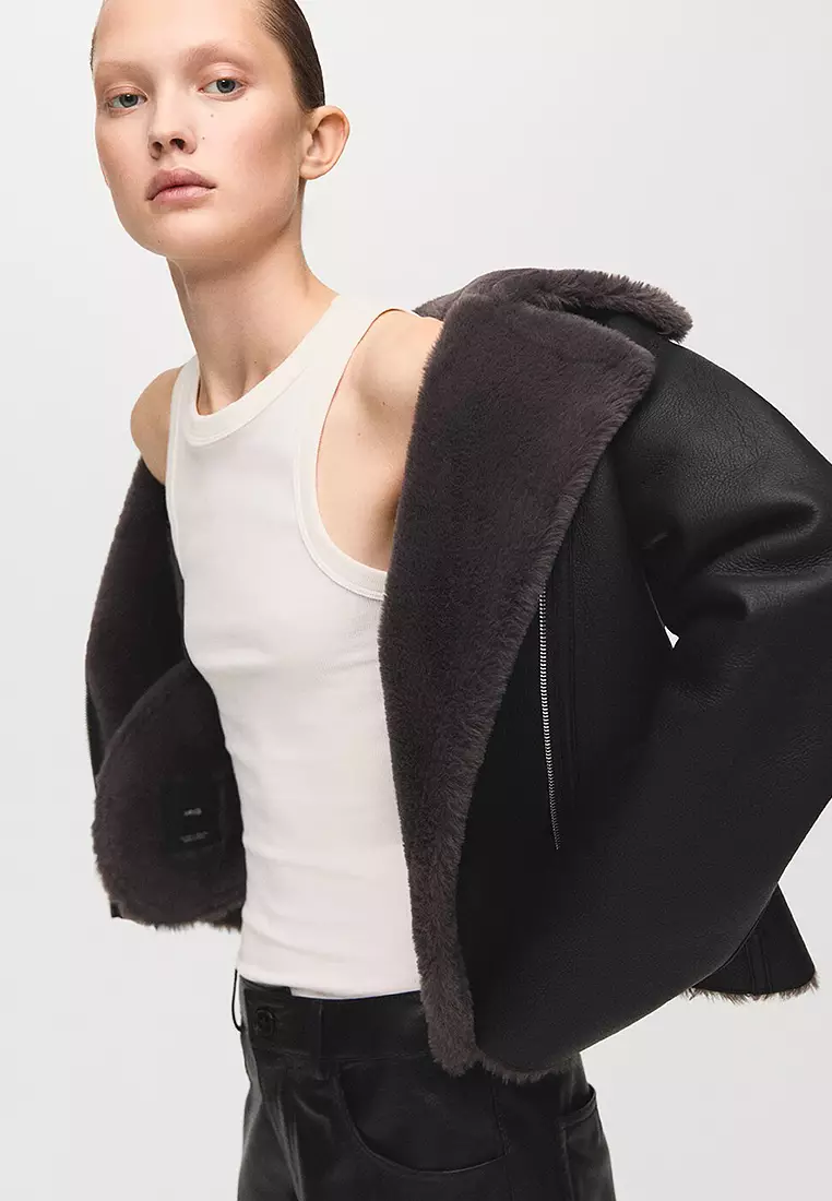 Faux-Fur-Effect Biker Jacket